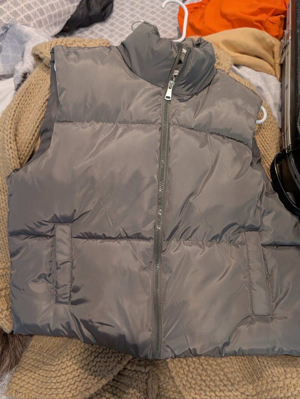 better / together Women's Green/Gray Puffer Vest